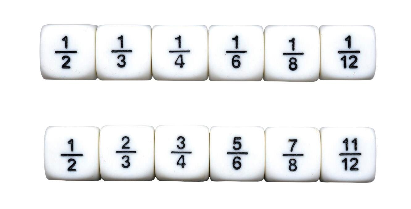 Achieve It! Fraction Dice, White, Set of 4, Item Number 2105035